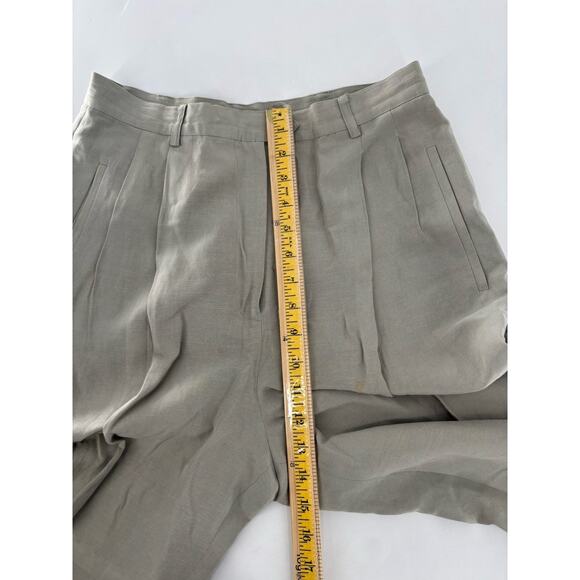 Vintage Ralph Lauren Pants Suit Womens 8/10 Gray Silk Linen 90s Pockets Pleated - Picture 16 of 16
